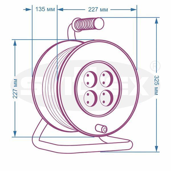 Подовжувач на котушці з термозахистом 50м, 2х1,5 мм&sup2; чорний кабель SVITTEX SV-007-В фото