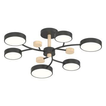 Стельова LED люстра 90W Interees на шість плафонів 3000K/4200K/6000K чорна IP20 XI3324-6 BK+WOOD XI3324-6 BK+WOOD фото