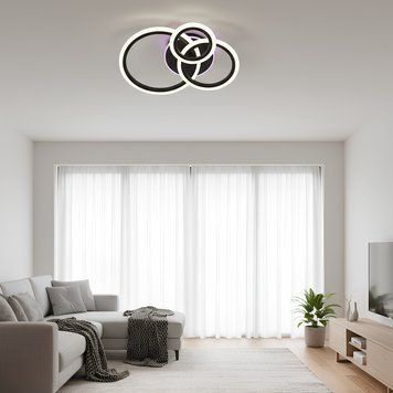 Світлодіодна стельова люстра з пультом 56W+14W трикільцева з підсвічуванням 3000&ndash;6500K чорного кольору Svet SY-26255/1+1+1C MB SY-26255/1+1+1C MB фото