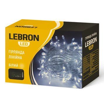 Світлодіодна гірлянда LEBRON лінійного формату з білим світлом 100 LED 10 м IP20 15-18-23 фото