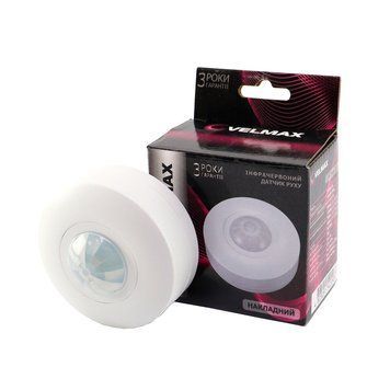 Датчик руху VELMAX накладний до 1200W білий IP20 V-ІМS-33 (ST05A) 29-22-33 фото