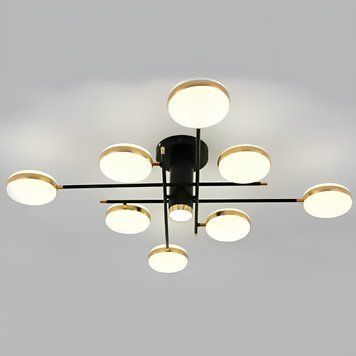 Стельова LED люстра на 9 плафонів 154W з пультом управління 3000-6000К Svet SY-16065/8+1 BK+GD SY-16065/8+1 BK+GD фото