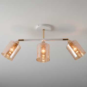 Стельова люстра VALESO на три поворотні плафони під лампу Е27 золота IP20 V XA1534B/3 WH+FGD XA1534B/3 WH+FGD фото