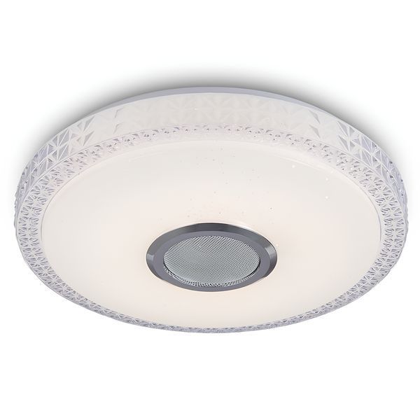 Світлодіодний стельовий смарт-світильник 48W+5W RGB з Bluetooth-колонкою і пультом 3000-6500K білий VALESO LY371-400 WH SP000051966 фото