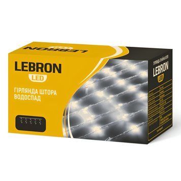 Світлодіодна гірлянда-штора Lebron вісім режимів світіння 3х2м біле світло 240LED IP20 15-18-86 фото