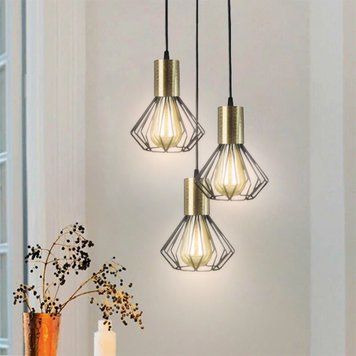 Светильник лофт MSK Electric Diadem подвесной на три плафона с бронзовым патроном NL 2215-3R BK+BN 616094 фото