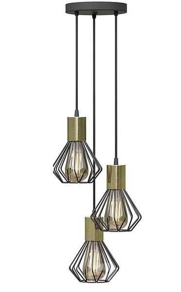 Світильник лофт MSK Electric Diadem підвісний на три плафони з бронзовим патроном NL 2215-3R BK+BN 616094 фото