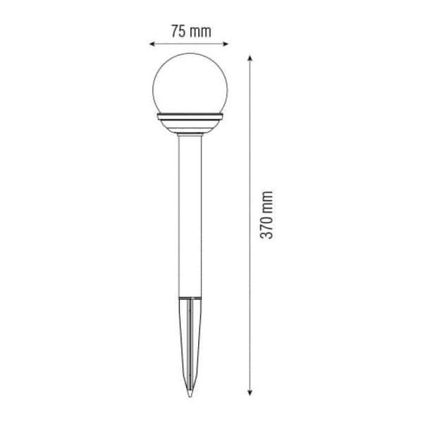 Світильник садово-парковий 0.06W Horoz Electric&nbsp;CRYSTAL&nbsp;37см ґрунтовий стовпчик&nbsp;на сонячній бат. 6400K&nbsp;IP44 078-009-0001-010 фото