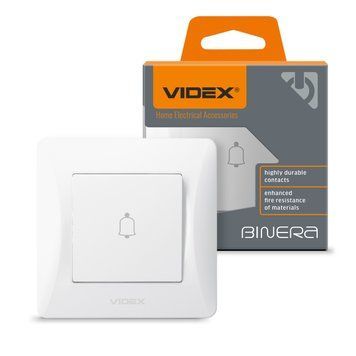 Кнопка дверного звонка VIDEX одноклавишная из поликарбоната белая IP20 BINERA VF-BNDB1-W VF-BNDB1-W фото