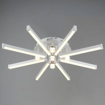 Стельова LED люстра 58W Sirius з лінійними плафонами 3000K/6500K біла/золота IP20 B YH1309/8+5 WT+GD SP000045201 фото