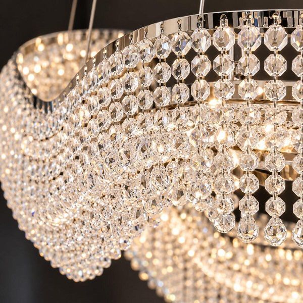 Підвісна LED люстра 144W VALESO з хвилеподібним кришталевим контуром 3000&ndash;6000K хром 33056/800 SP000053852 фото