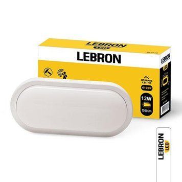 Накладний LED світильник 12W овальний Lebron з датчиком руху 4100K білий IP54 L-WLR-S 15-37-23 фото
