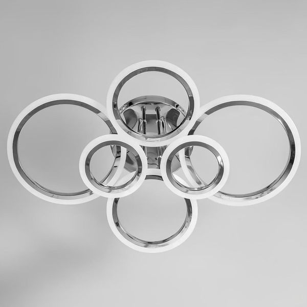 Світлодіодна стельова люстра з пультом 112W акрилова 6 кілець 3000-6500K хромований корпус Svet SY-26255/2+2+2 CR SY-26255/2+2+2 CR фото