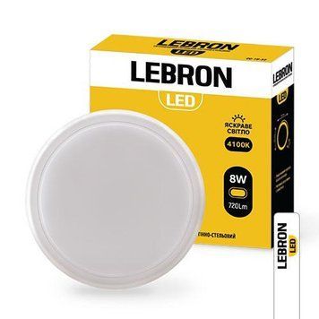 Накладний LED світильник 8W Lebron з датчиком руху 4100K білий IP54 L-WLR-S 15-37-30 фото