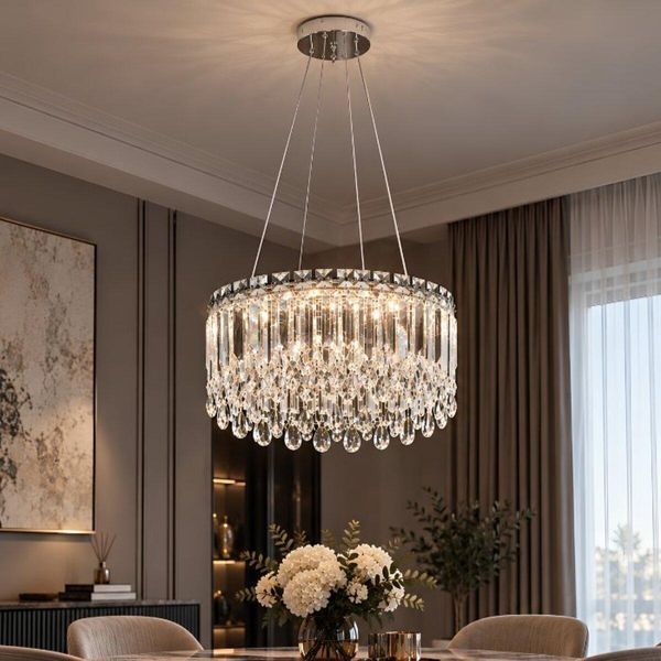 Подвесная LED люстра 70W VALESO с хрустальными подвесками-каплями 3000&ndash;6000K хром 33048-400 SP000053854 фото