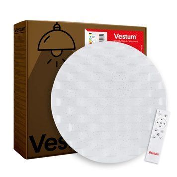 Стельовий LED світильник 72W з пультом Vestum з ефектом зоряне небо 3000К-6500К вологозахищений білий/срібло IP44 CELL VS-81039 фото