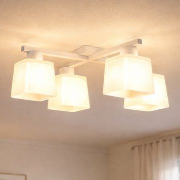 Люстра потолочная на четыре плафона MSK Electric Sakura под лампы Е27 белая NL 16510-4 WH 620628 фото