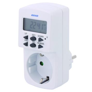 Реле часу 1800W в розетку ORNO тижневе електронне 8A біле 56-55-63 фото