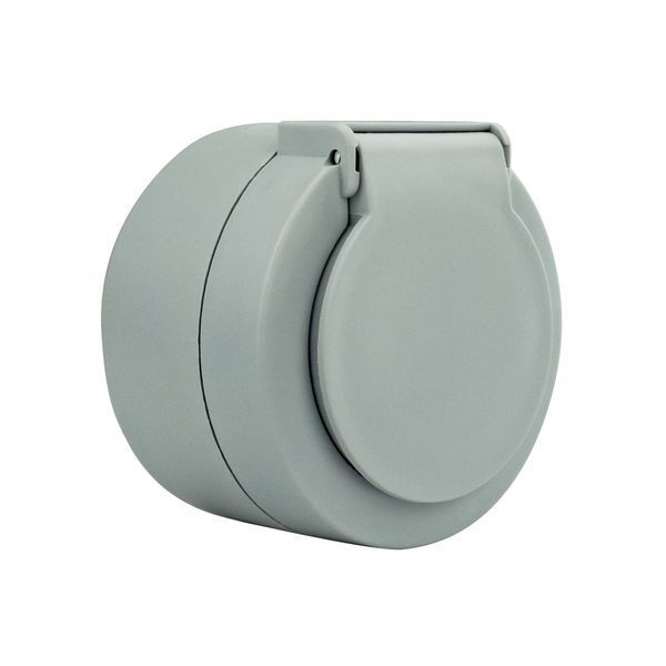 Розетка одинарная Ovivo&nbsp;Elektrik c заземлением и крышкой 250V серая IP54 xOne 406-240000-249 фото