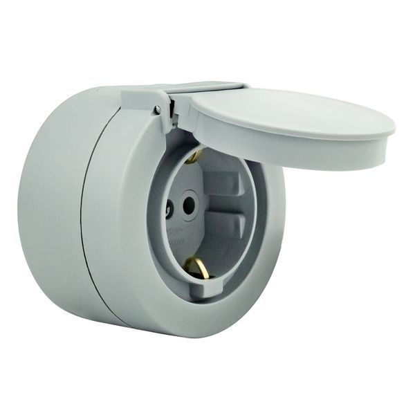Розетка одинарная Ovivo&nbsp;Elektrik c заземлением и крышкой 250V серая IP54 xOne 406-240000-249 фото