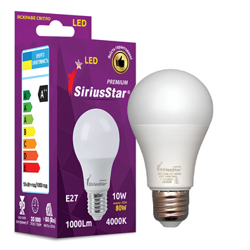 Светодиодная лампа 10W SiriusStar 3102 А60 4000K E27 белая IP20 SP000017249 фото