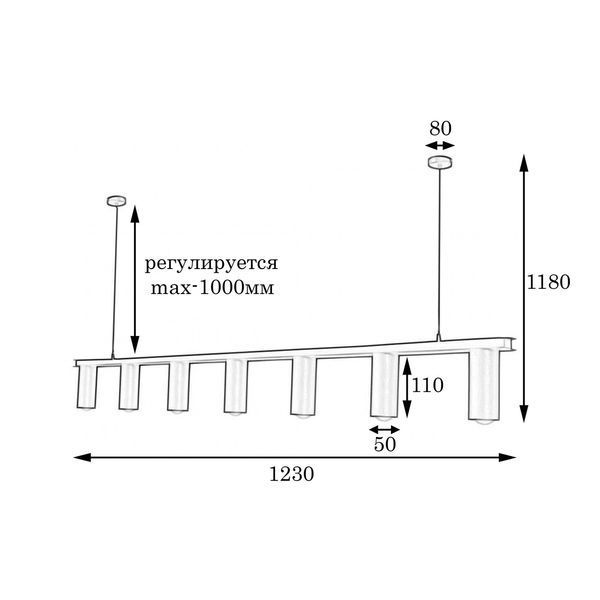 Люстра подвесная MSK Electric Tube в стиле лофт NL 2450-7 BK 616855 фото
