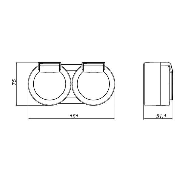 Розетка двойная Ovivo Elektrik c заземлением и крышкой 250V черная IP54 xOne 406-250000-924 фото