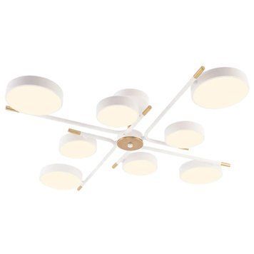 Стельова LED люстра 120W Interees металевий каркас 3000K/4200K/6000K біла/мідь IP20 XI3329-8 WH+COP XI3329-8 WH+COP фото