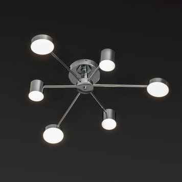 Хромова LED люстра з пультом 72W на 6 плафонів круглої та циліндричної форми SY-7800/6 CR Svet SY-7800/6 CR фото