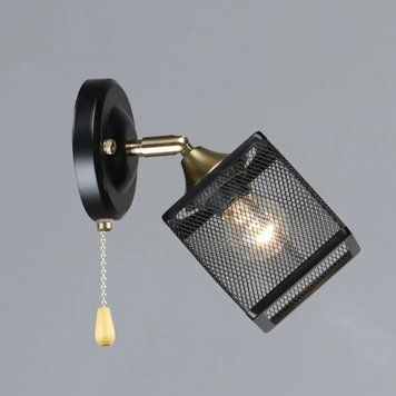 Бра настенное Valeso с металлическим каркасом под одну лампу Е27 черное IP20 N6606/1W SP000045697 фото