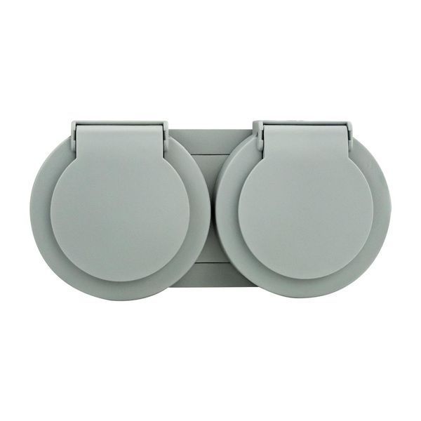 Розетка двойная Ovivo Elektrik c заземлением и крышкой 250V серая IP54 xOne 406-240000-924 фото