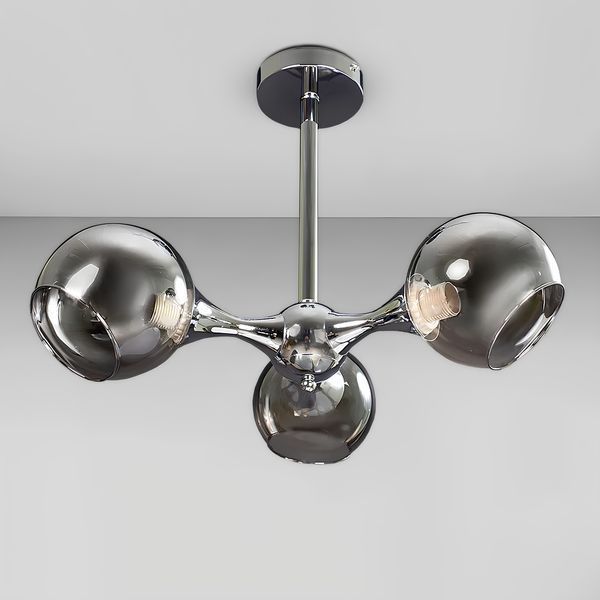 Люстра потолочная молекула со стеклянными черными плафонами на хромовом каркасе Svet H-004-3C CR H-004-3C CR фото