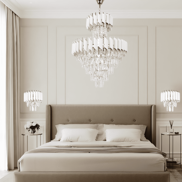 Подвесная хрустальная люстра Sirius многоярусная под 11 ламп Е27 белая/золотая IP20 Sirius B E1722/11 SP000032448 фото