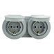 Розетка двойная Ovivo Elektrik c заземлением и крышкой 250V серая IP54 xOne 406-240000-924 фото 1