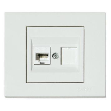 Розетка комп'ютерна Ovivo Electric із пластику 250V 16А біла IP20 (CAT6) GRANO 400-010300-229 фото