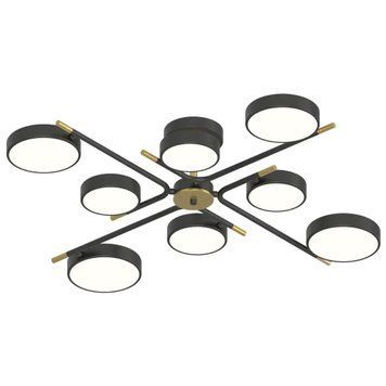Стельова LED люстра 120W Interees з круглими плафонами 3000K/4200K/6000K чорна/мідь IP20 XI3329-8 BK+COP XI3329-8 BK+COP фото