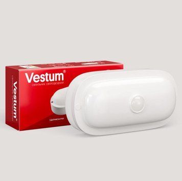 Настінно-стельовий LED світильник 12W для ЖКГ Vestum овальної форми 4500K з датчиком руху вологозахищений білий IP65 1-VS-7205 фото