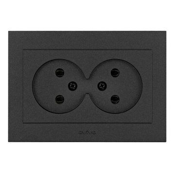 Розетка двойная Ovivo Electric без заземления 250V черная IP20 GRANO 400-170300-908 фото