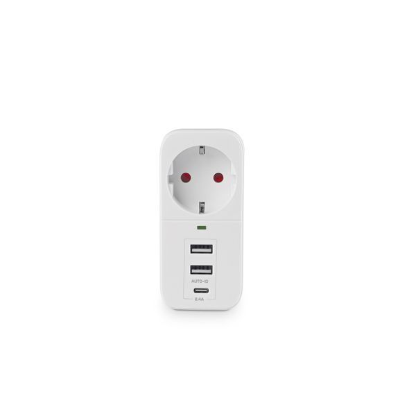 Сетевой удлинитель с USB-портами VIDEX 16A с заземлением 250V на 1 розетку с защитными шторками белого цвета VF-AD1G2U1C-W VF-AD1G2U1C-W фото