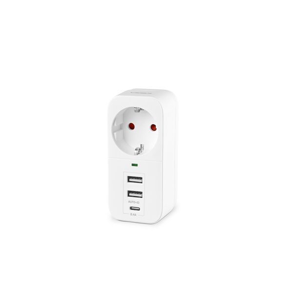 Сетевой удлинитель с USB-портами VIDEX 16A с заземлением 250V на 1 розетку с защитными шторками белого цвета VF-AD1G2U1C-W VF-AD1G2U1C-W фото