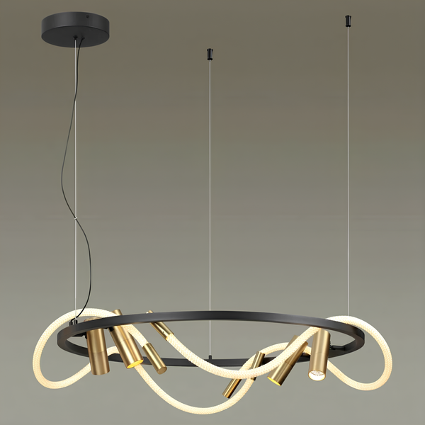 Підвісна світлодіодна люстра 36W VALESO з круглою основою 4000К чорна/золота IP20 THD63815-5 36W SP000047775 фото