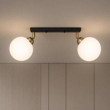 Світильник стельовий MSK Electric Luna на два поворотних плафони кулі під лампи E27 PL 20261-2 BK 622657 фото