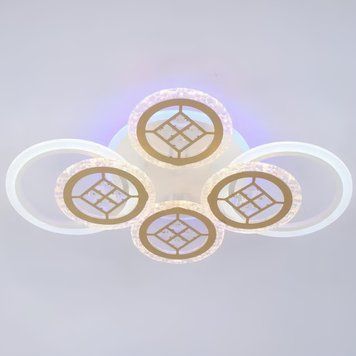 Стельова світлодіодна люстра 124W з пультом VALESO акрилова 3000-6000К біла IP20 V K39928-4 2 1 WT gold K39928-4 2 1 WT gold фото