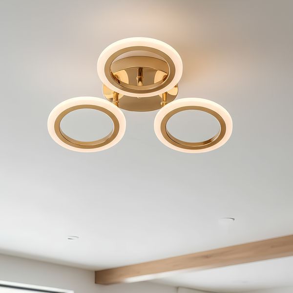 Світлодіодна стельова люстра 36W з пультом управління і акриловими LED-кільцями 3000-6500K в золотому кольорі Svet SY-26255/3 FGD SY-26255/3 FGD фото