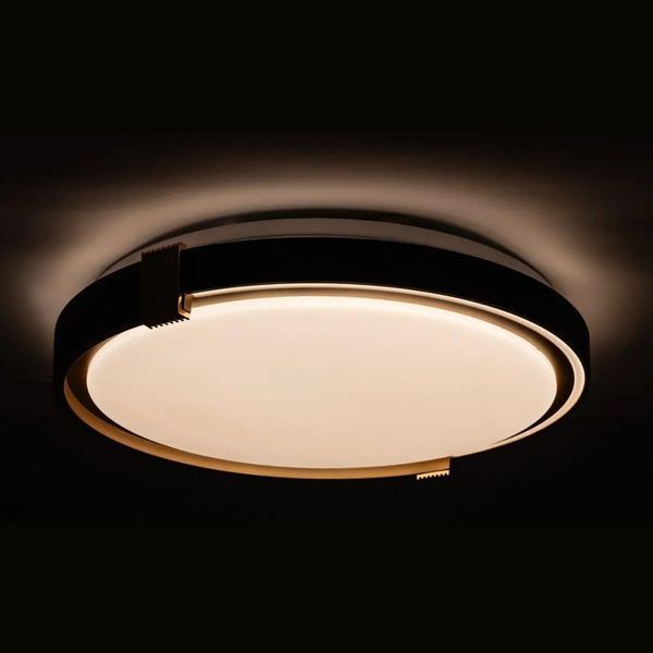 Потолочный LED светильник&nbsp;80W с пультом&nbsp;Vestum с матовым рассеивателем&nbsp;3000К-6500К влагозащищенный черный/золото IP40&nbsp;COLISEUM VS-91075 фото