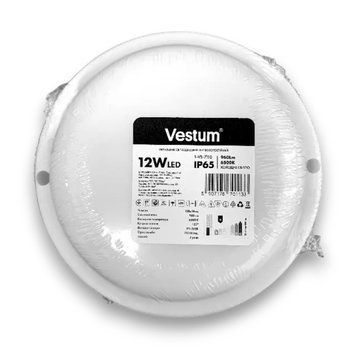 Настінно-стельовий LED світильник 12W для ЖКГ Vestum з термостійкого пластику 6500K вологозахищений білий IP65 1-VS-7110 фото