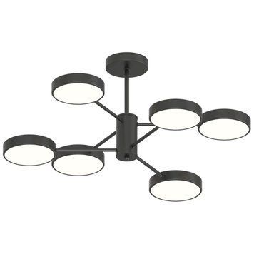 Стельова LED люстра 108W Interees у стилі модерн 3000K/4200K/6000K чорна IP20 XI3339-6 BK XI3339-6 BK фото