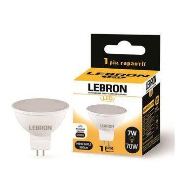 Світлодіодна лампа 7W Lebron MR16 220V GU5.3 4100K 560Lm біла IP20 L-MR16 11-14-34 фото