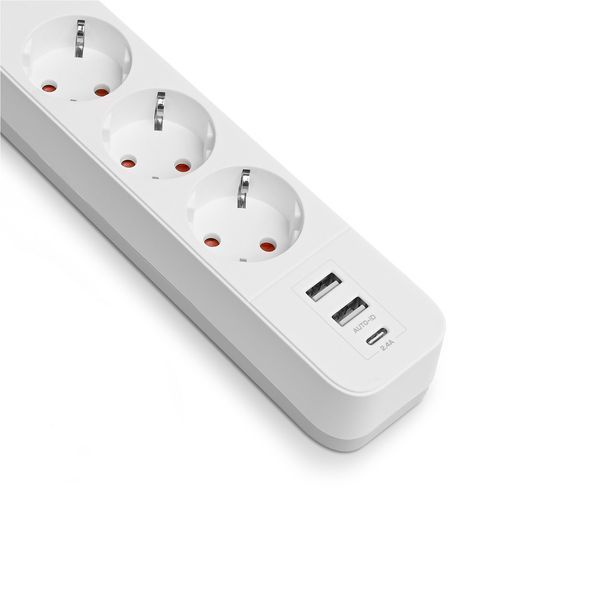 Мережевий подовжувач 3м з USB-портами VIDEX на 3 розетки 16A 250V із заземленням білий VF-PD33G2U1C-W VF-PD33G2U1C-W фото