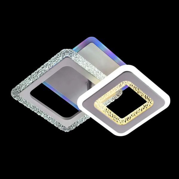 Потолочная LED люстра 48W+12W с двумя акриловыми плафонами и подсветкой корпуса 3000-6500К белая INTEREES IS 3254-1+1C WH IS 3254-1+1C WH фото
